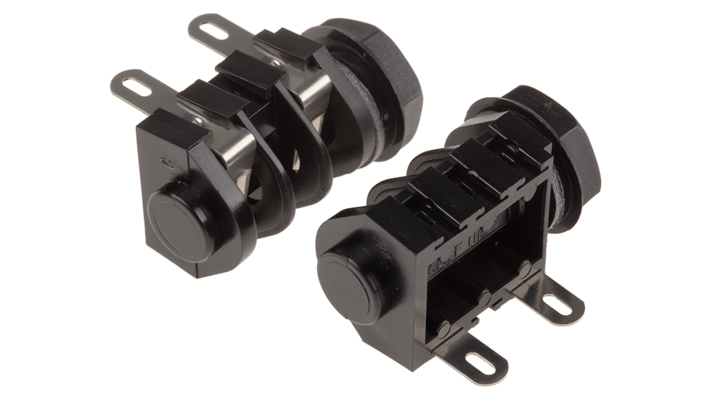 Conector jack mono de 6.35 mm Ángulo de 90° Hembra RS PRO, Montaje en Panel