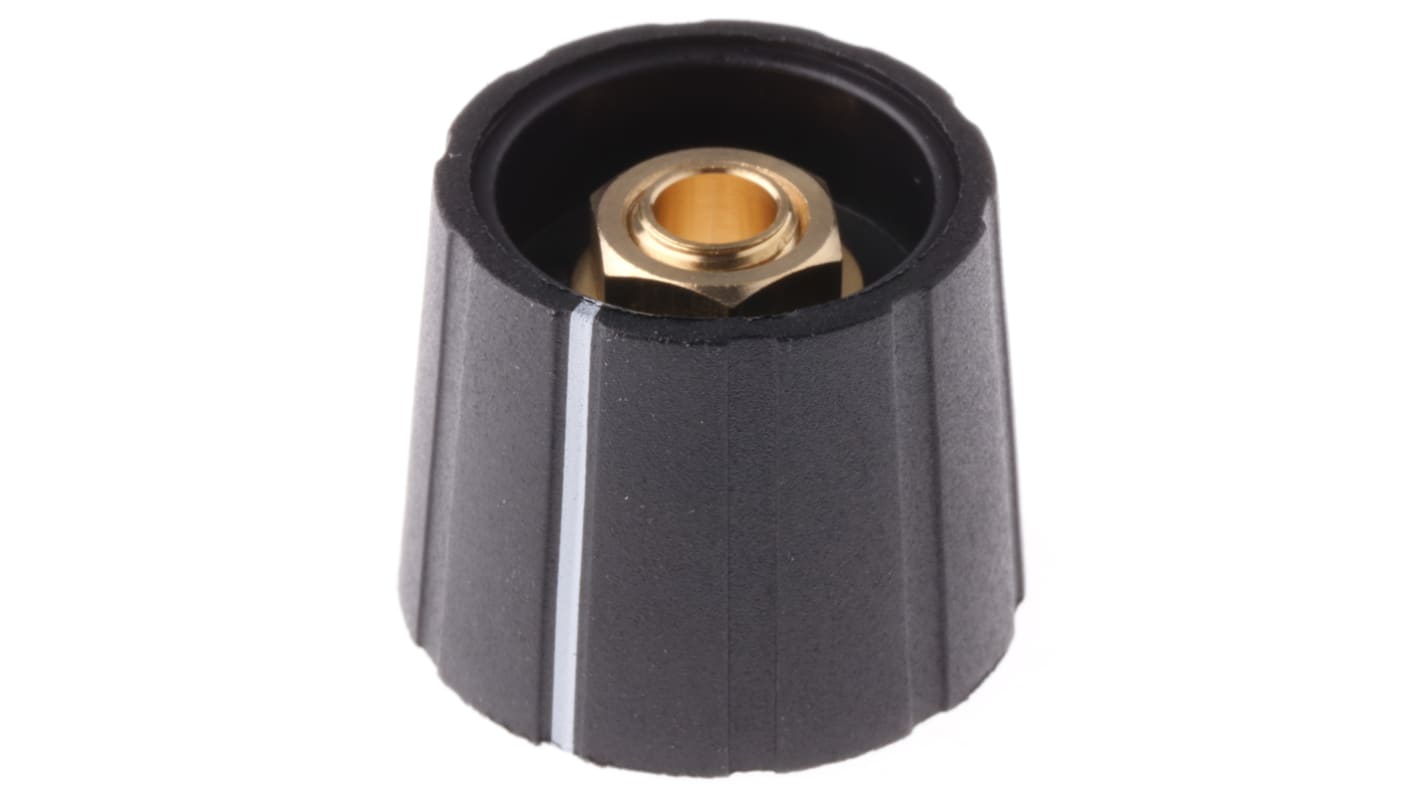 Sifam ナイロン ノブ, 6.35mm, 丸型軸 直径:21.5mm, ライン入りコレットノブ