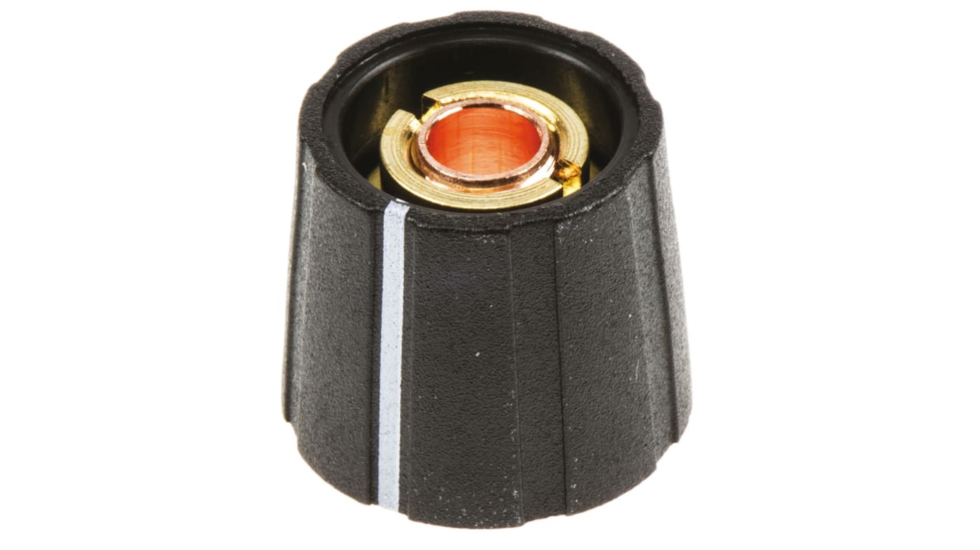 Sifam ナイロン ノブ, 6mm, 丸型軸 直径:15.5mm, ライン入りコレットノブ