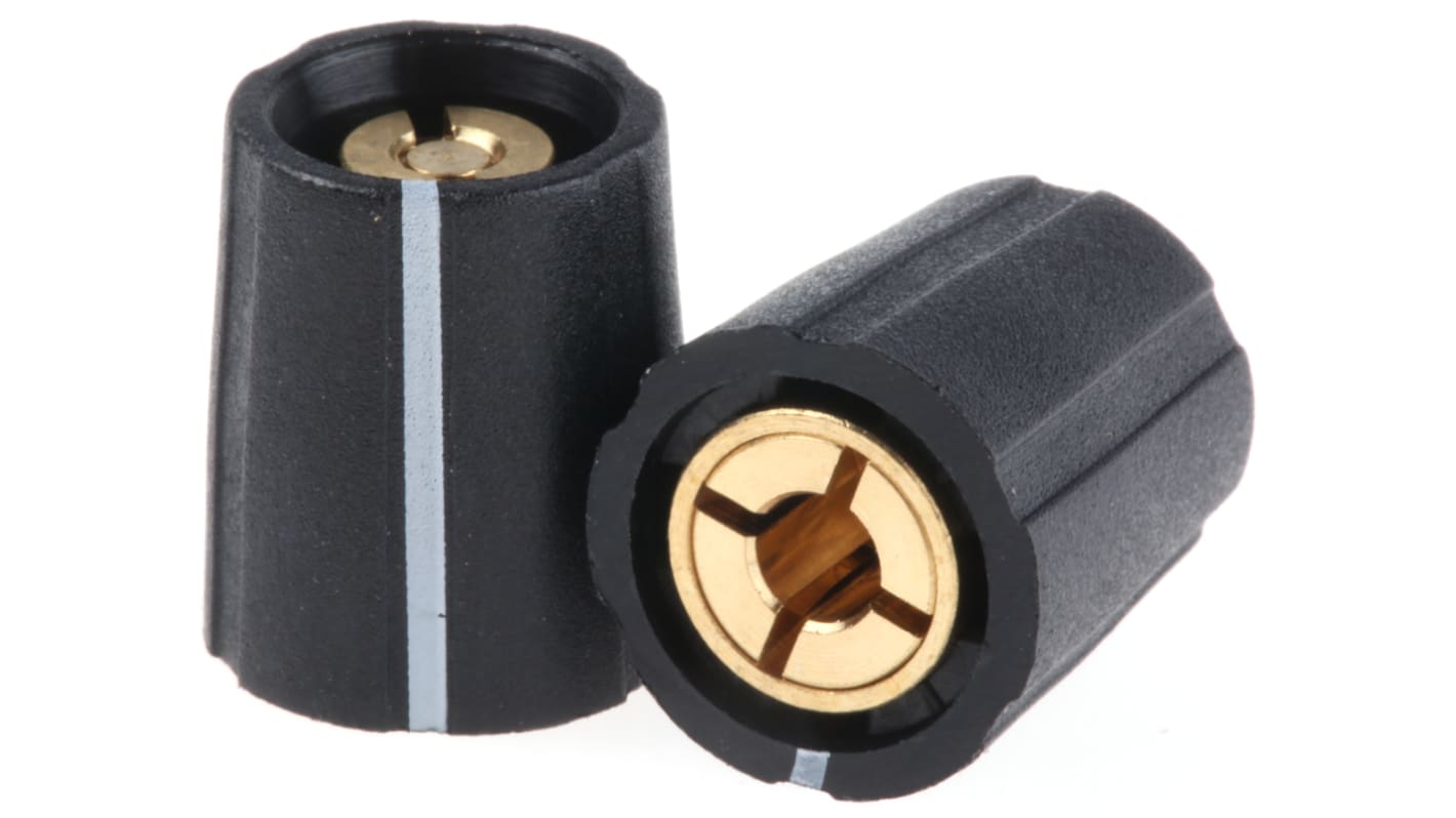 Sifam 11.5mm Black Potentiometer Knob for 3.2mm Shaft Splined, S111 125BK