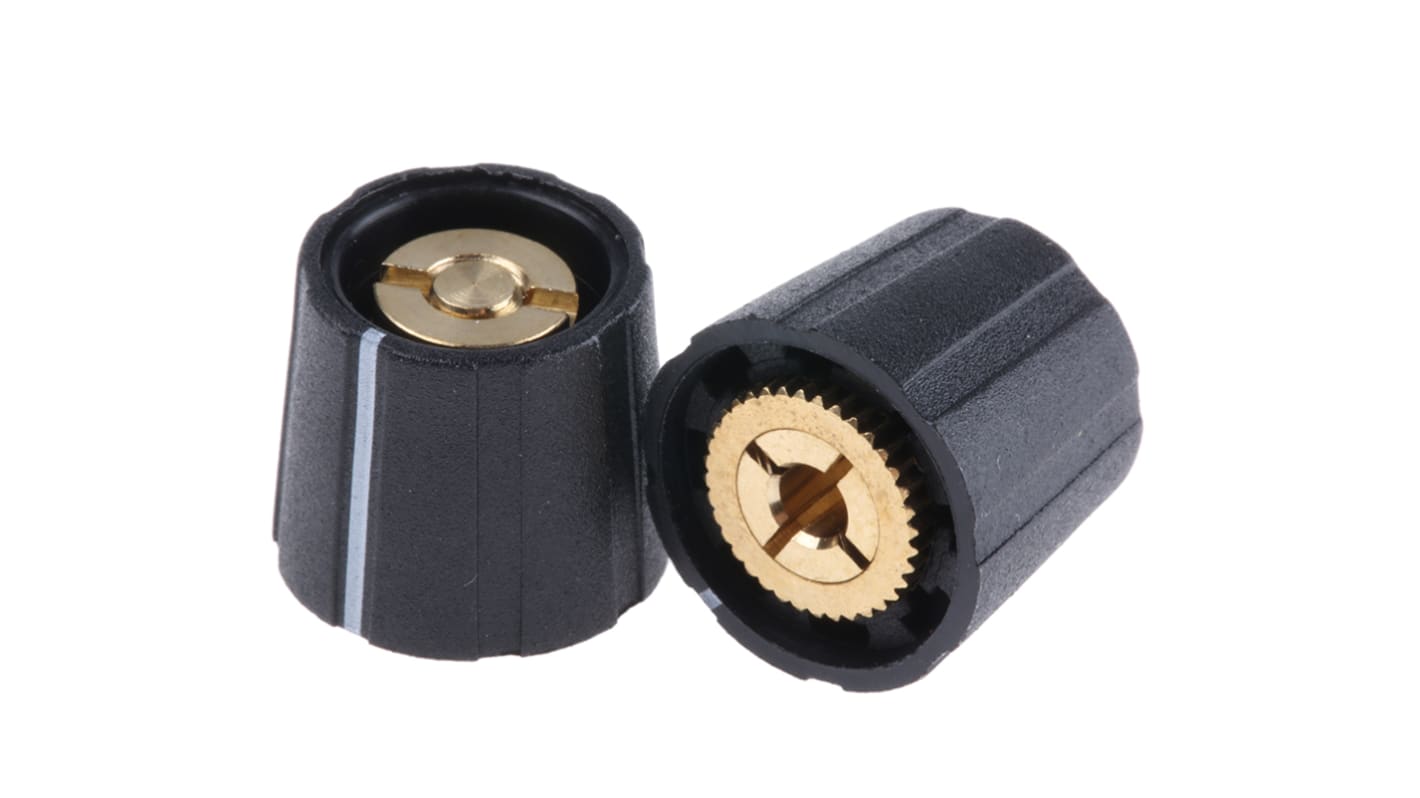 Sifam ナイロン ノブ, 3.2mm, 丸型軸 直径:15.5mm, ライン入りコレットノブ