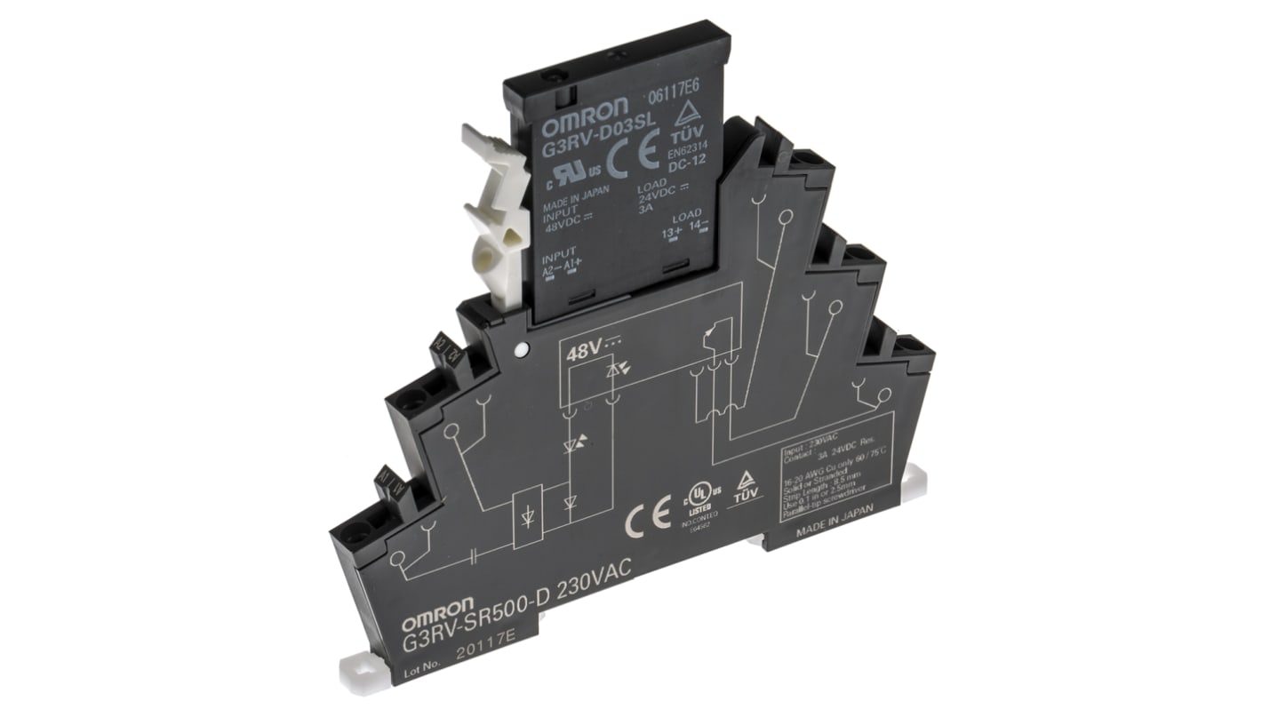 Omron G3RV-SR Series Solid State Interface Relay, 230 V ac Control, 3 A Load, DIN Rail Mount