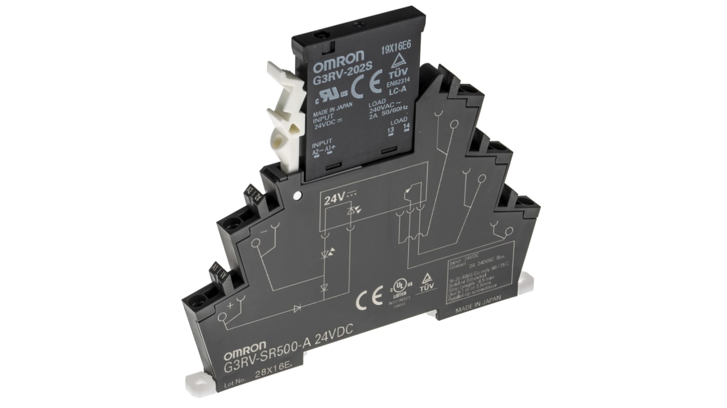 Omron G3RV-SR Series Solid State Interface Relay, 24 V dc Control, 2 A Load, DIN Rail Mount