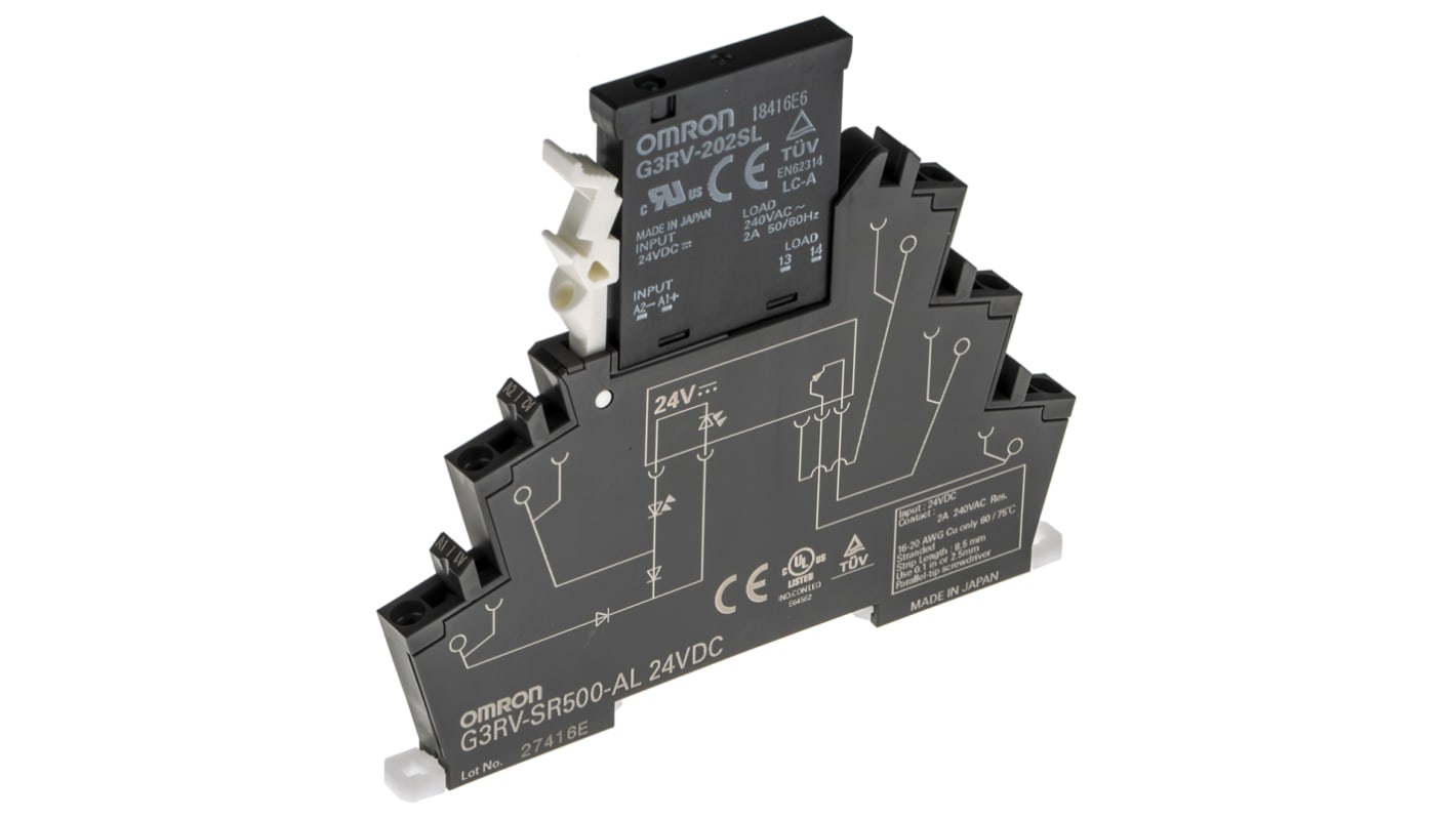 Omron G3RV-SR Halbleiter-Interfacerelais, 2 A max., DIN-Schienen 264 V ac max. / 24 V dc max. AC/DC