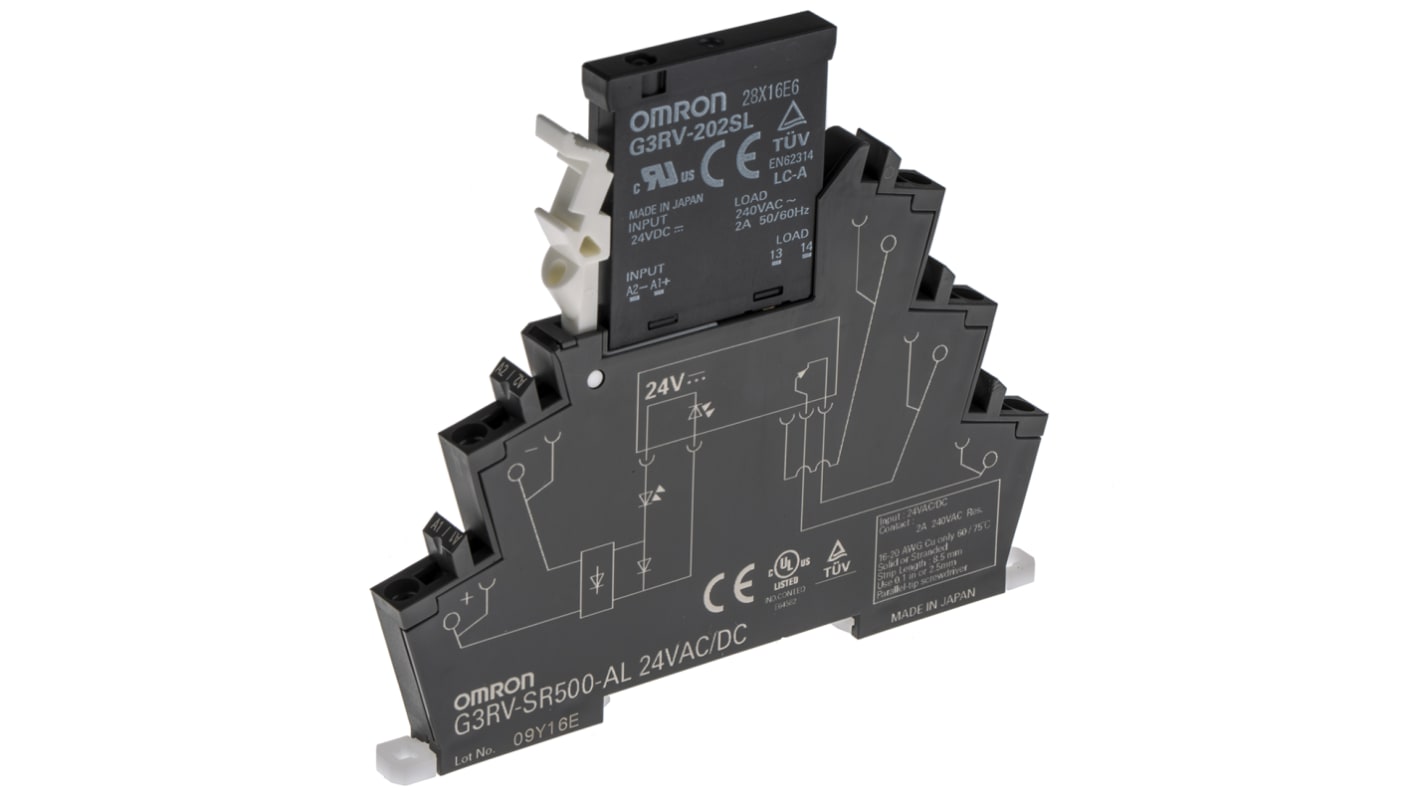 オムロン,  ソリッドステートリレー 最大負荷電圧:264 V ac 最大負荷電流:2 A DIN Rail, G3RV-SR500-AL AC/DC24