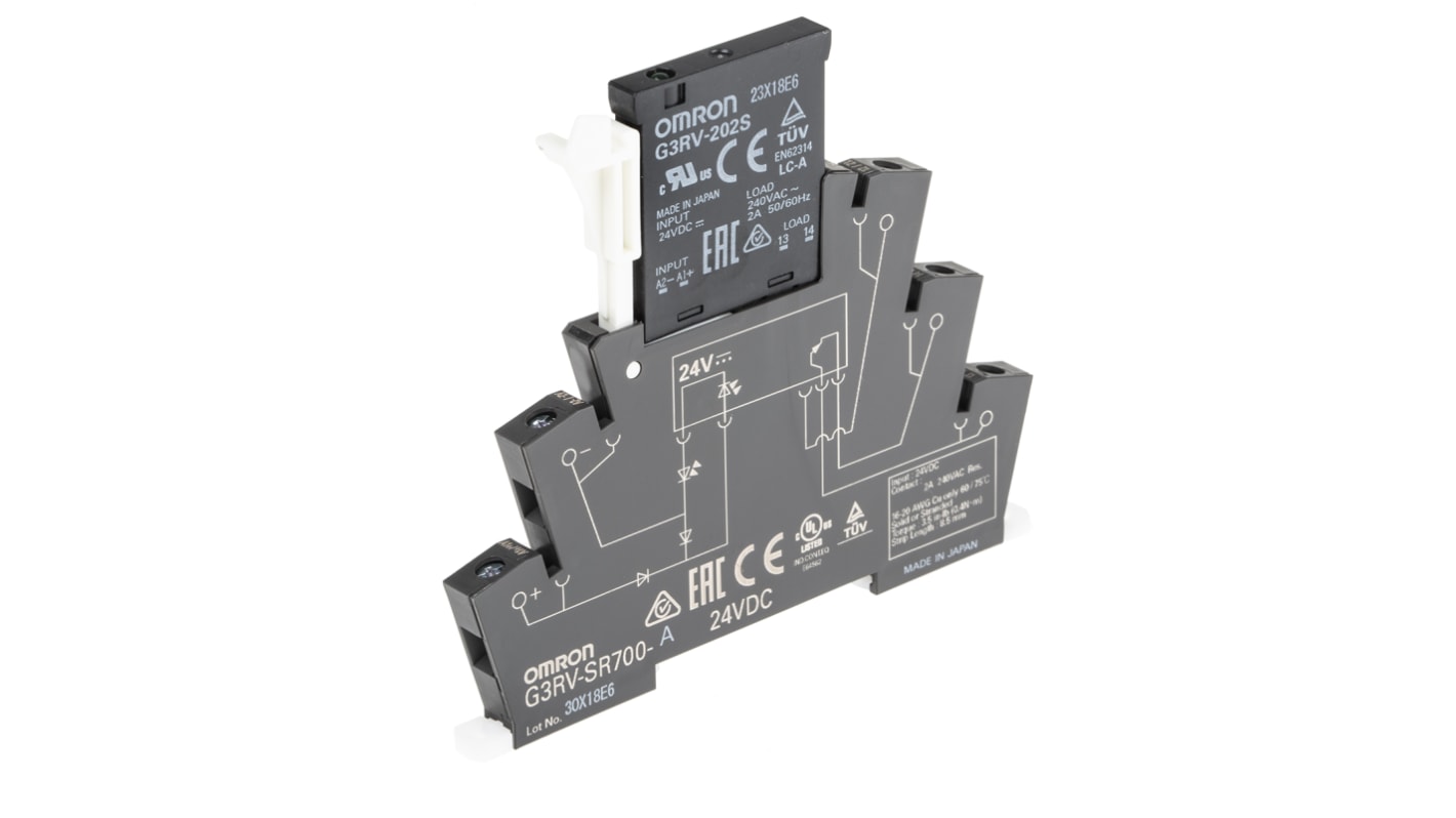 Omron G3RV-SR Series Solid State Interface Relay, 24 V dc Control, 2 A Load, DIN Rail Mount