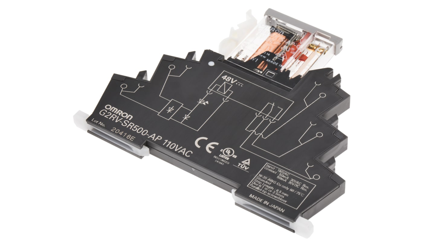 Omron G2RV Series Interface Relay, DIN Rail Mount, 110V ac Coil, SPDT, 1-Pole, 50mA Load