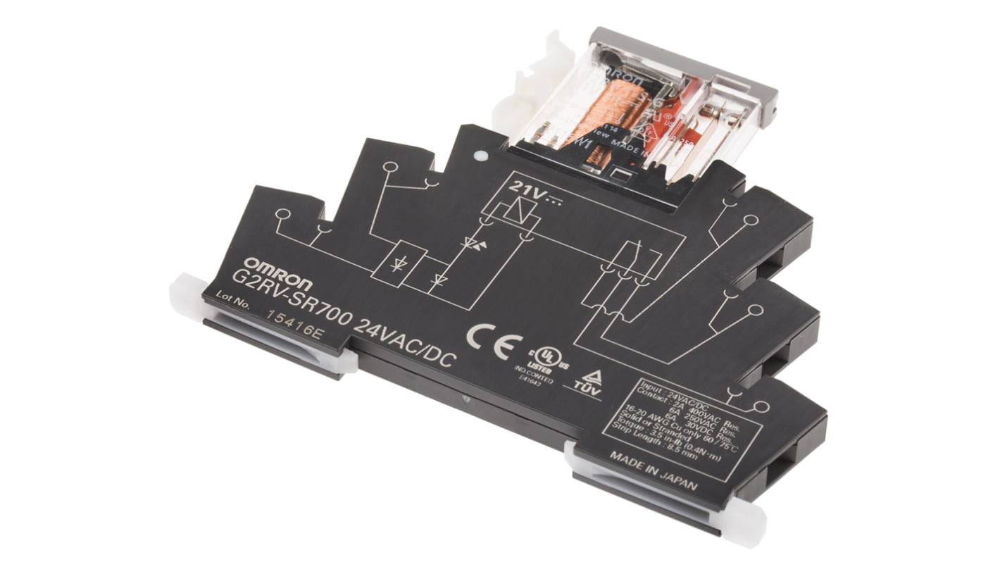 Omron Táprelé, SPDT, 24V ac/dc, DIN-sínre szerelhető, G2RV
