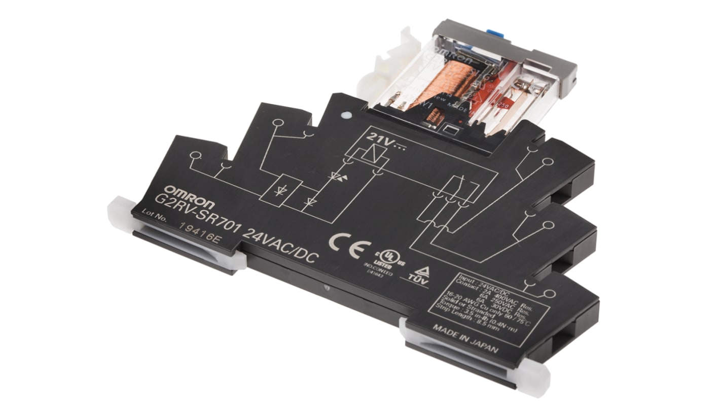 オムロン パワーリレー, 24V ac/dc, 1c接点, 6A, DINレール