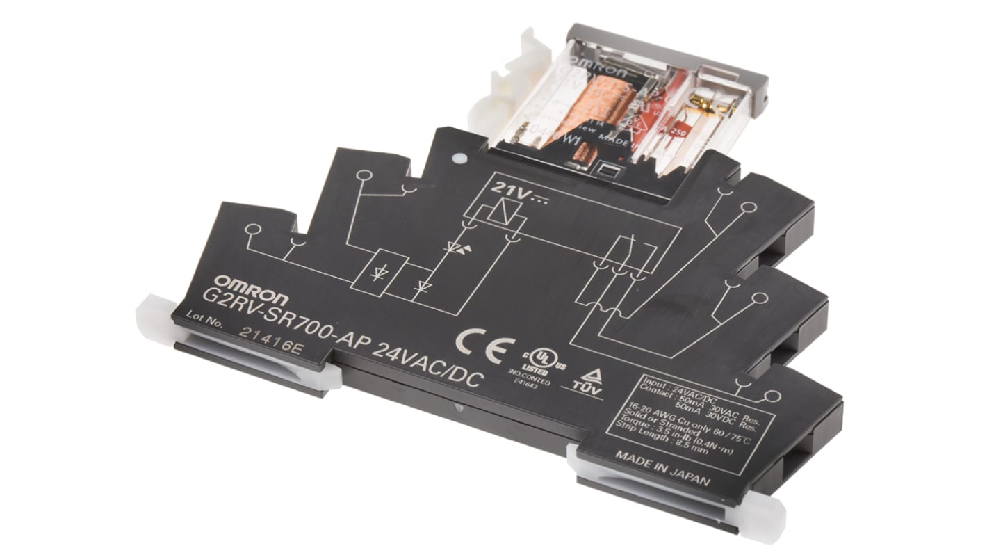オムロン G2RV インターフェイスリレー, 24V ac/dcコイル, SPDT, 50mA