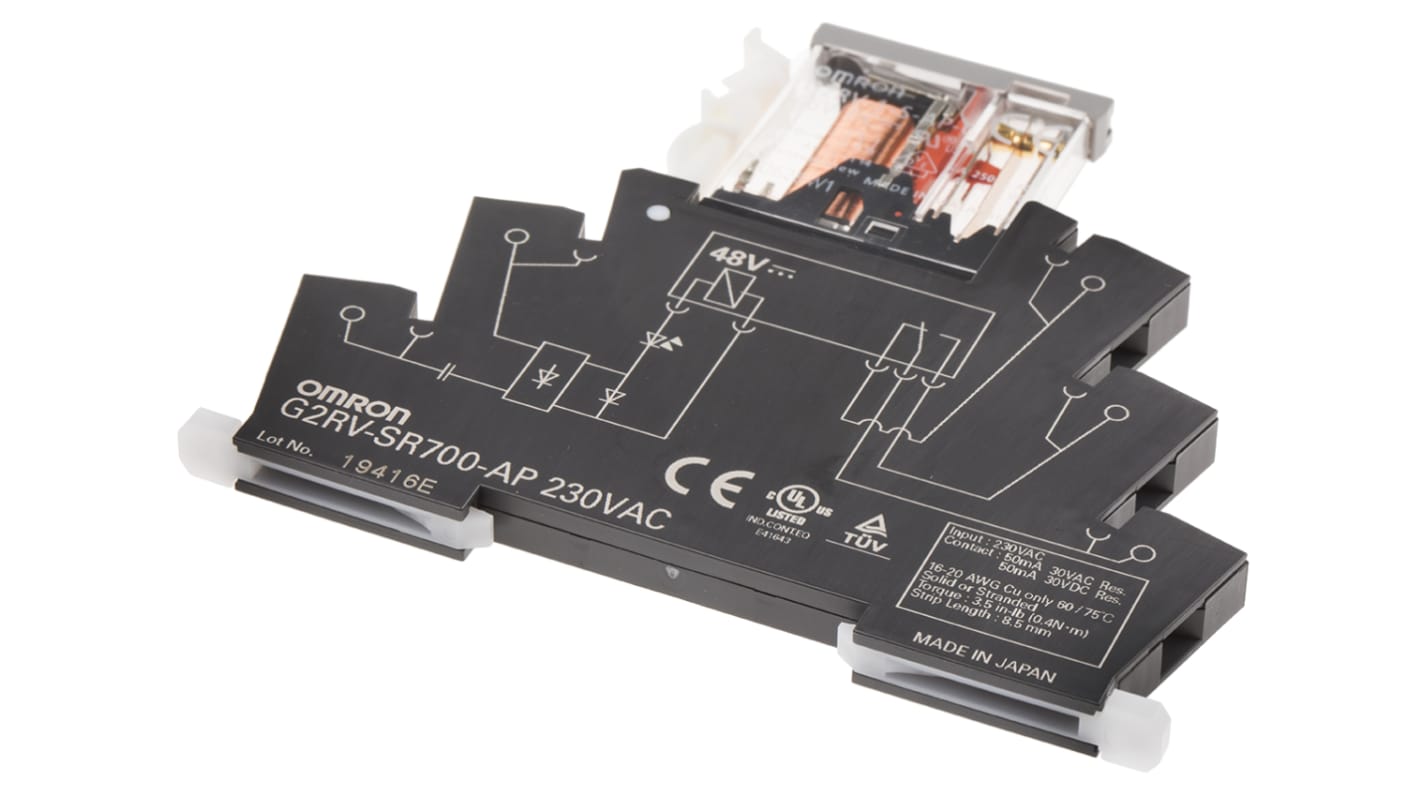 オムロン G2RV インターフェイスリレー, 230V acコイル, SPDT, 50mA
