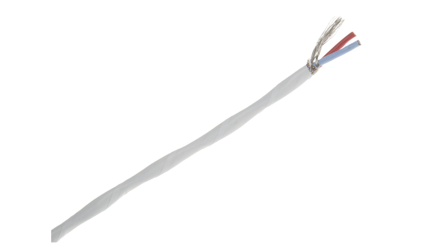 RS PRO Data Cable, 1 Pairs, 2 Cores, 0.33 mm², 22 AWG, 100m, Nickel Plated Copper Shield