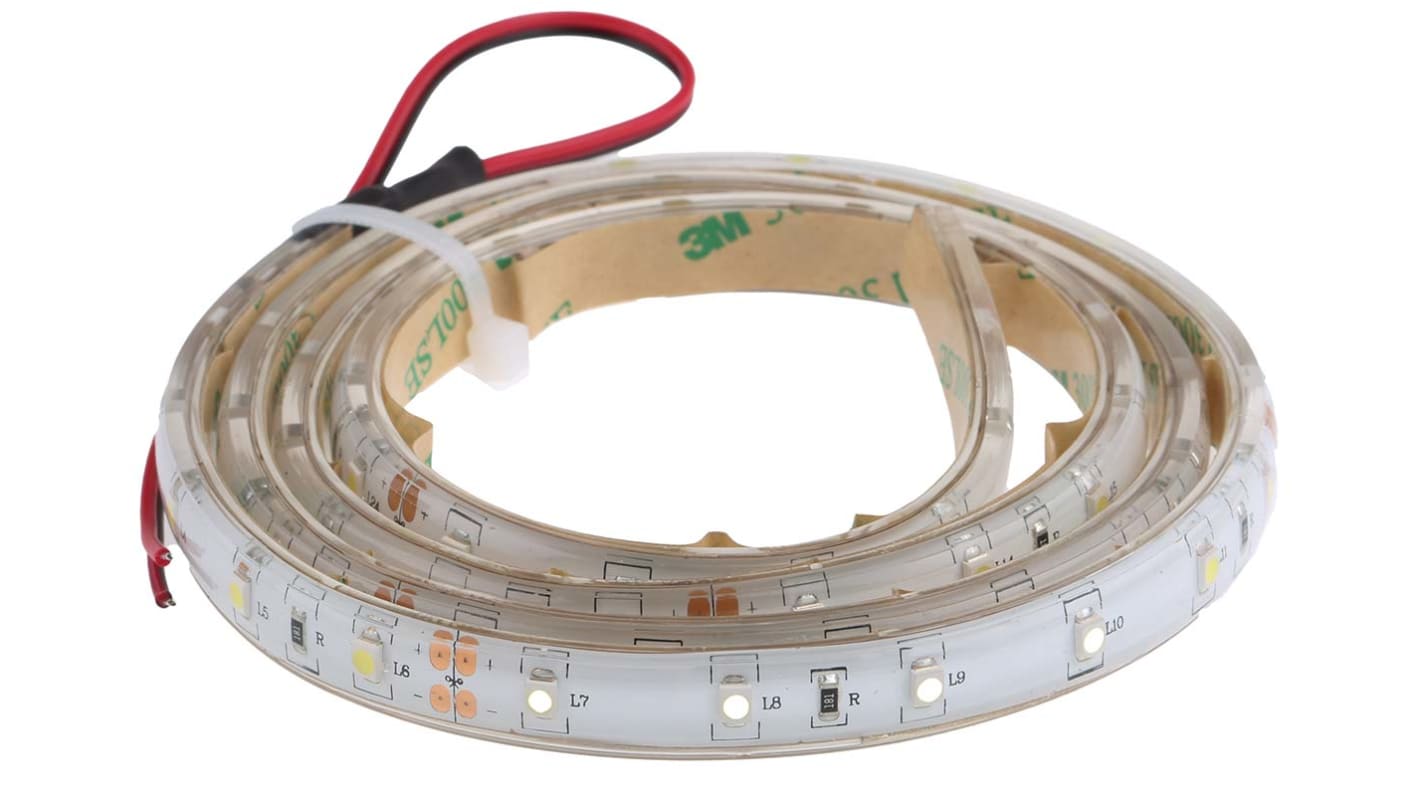 RS PRO 24V White LED Strip Light, 5500 → 7000K Colour Temp, 1m Length