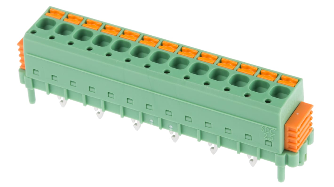 Phoenix Contact SDC 2.5/13-PV-5.0-ZB Series PCB Terminal Block, 13-Contact, 5mm Pitch, Through Hole Mount, 1-Row, Screw