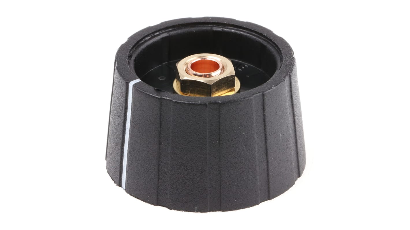 Sifam 29.5mm Black Potentiometer Knob for 6mm Shaft Splined, S291 006BK