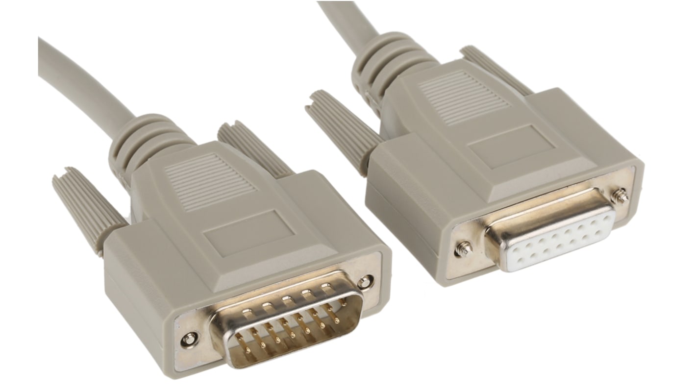 Cable serie Phoenix Contact VS-15-DSUB-20-LI-1.0, long. 1m, color Gris, con. A: D-Sub 15 Pines Macho, con. B: D-Sub 15