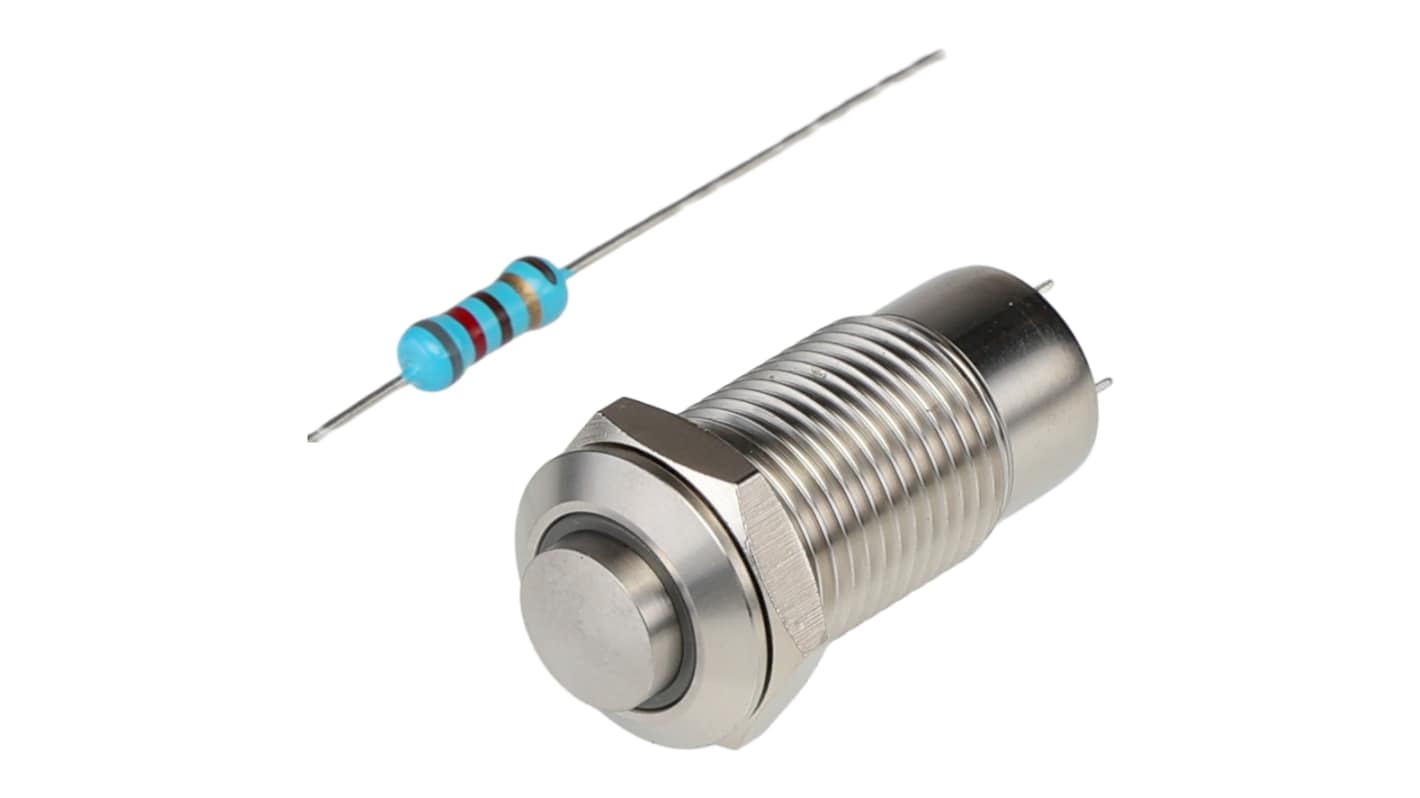 RS PRO Illuminated Push Button Switch, Latching, Panel Mount, 12mm Cutout, SPST, Blue LED, 36V dc, 250V ac, IP40