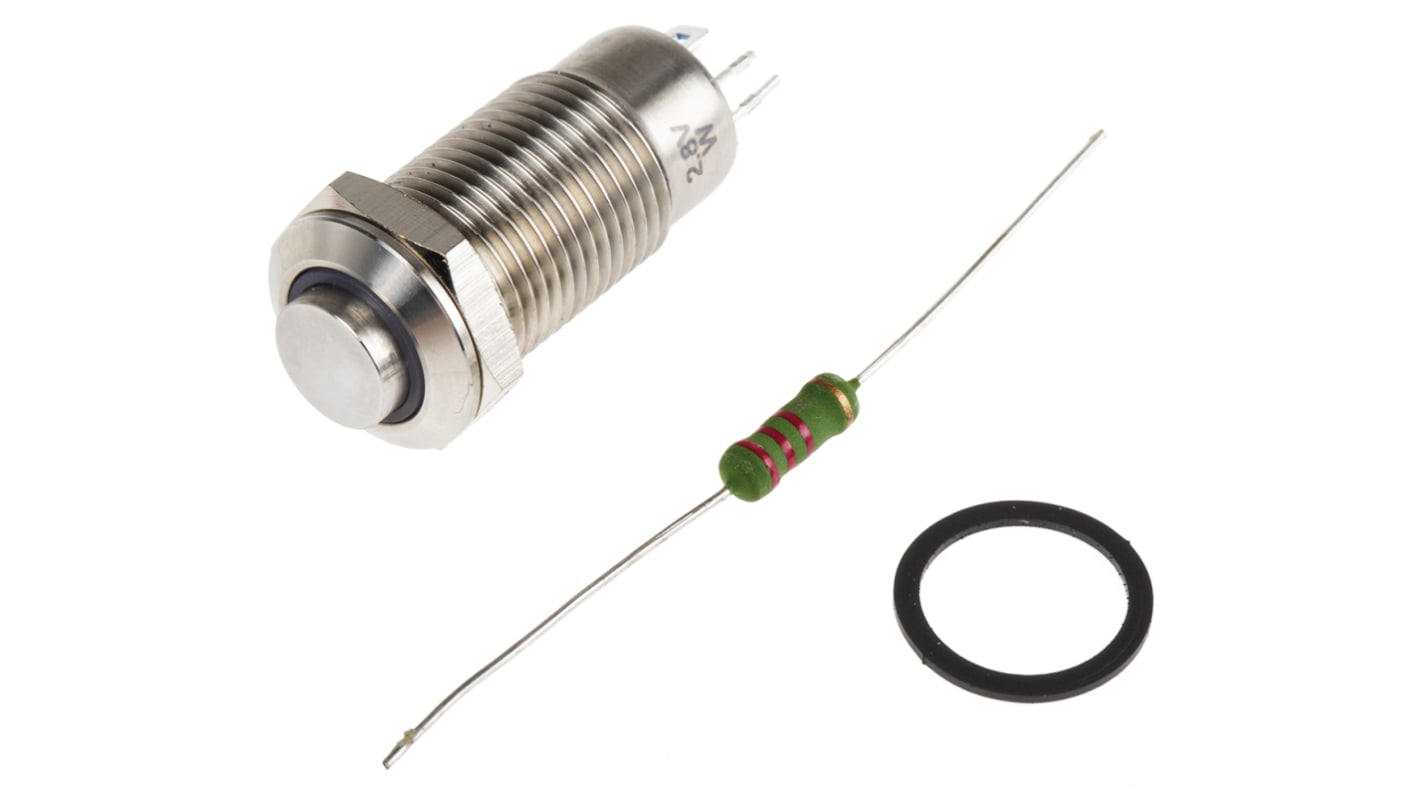 RS PRO Illuminated Push Button Switch, Latching, Panel Mount, 12mm Cutout, SPST, White LED, 36V dc, 250V ac, IP40