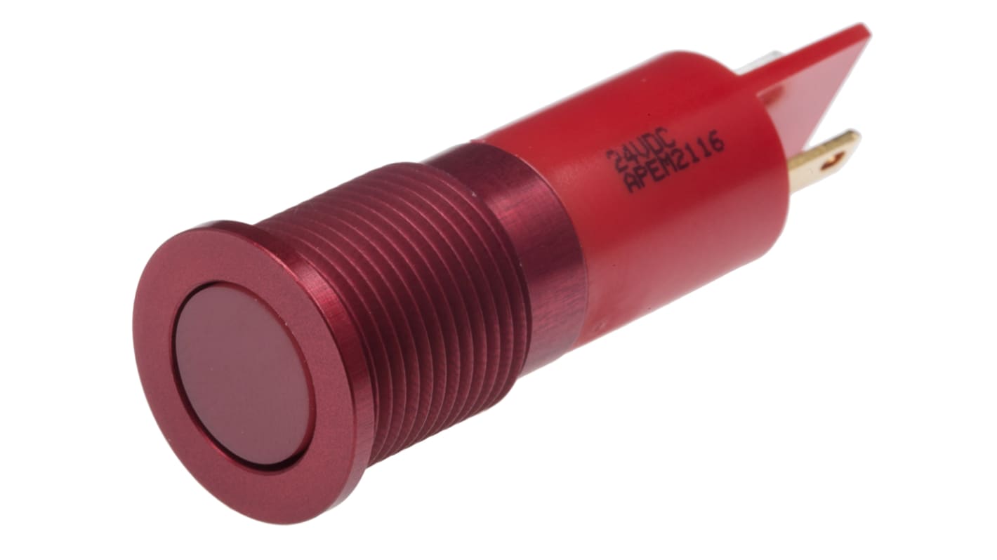 Indicatore da pannello RS PRO Rosso  a LED, 24V cc, IP67, A filo, foro da 14mm