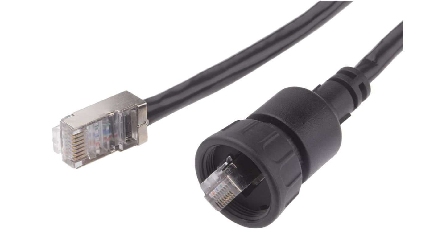 RS PRO Cat5e Male RJ45 to Male RJ45 Ethernet Cable, Black, 2m
