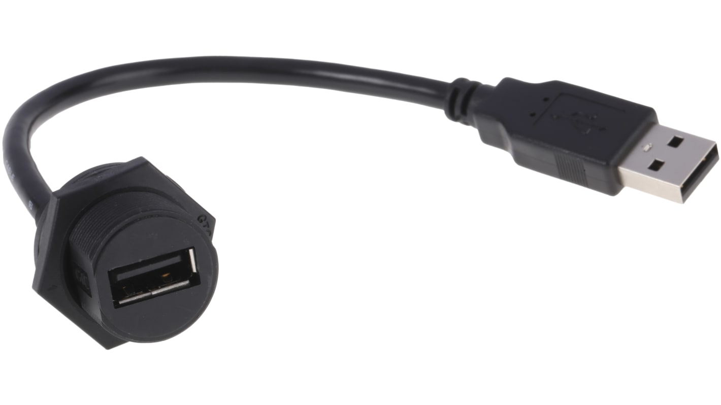RS PRO Straight Panel Mount Socket Type Mini IP67 USB Connector RS