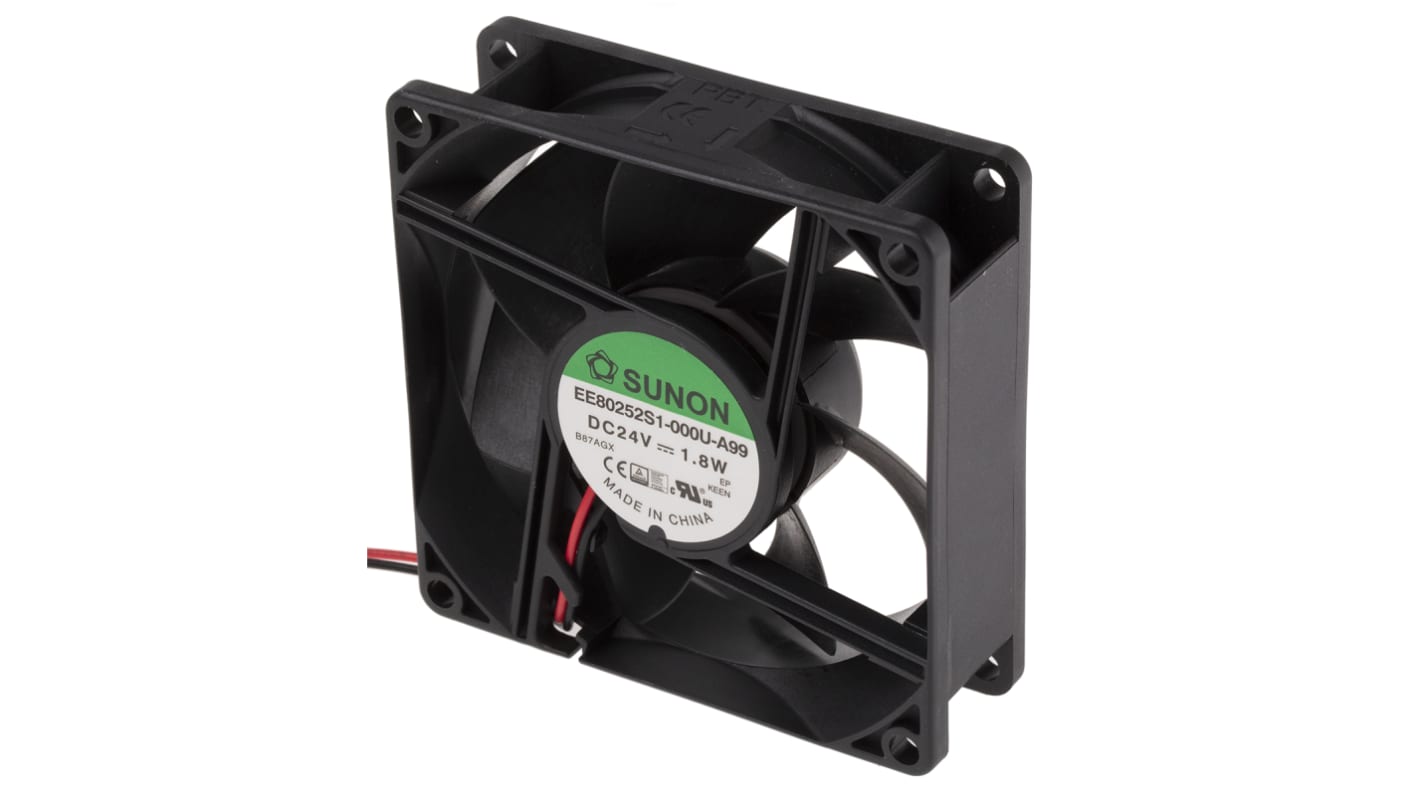 Sunon EE Series Axial Fan, 24 V dc, DC Operation, 65.6m³/h, 1.8W, 73mA Max, 80 x 80 x 25mm