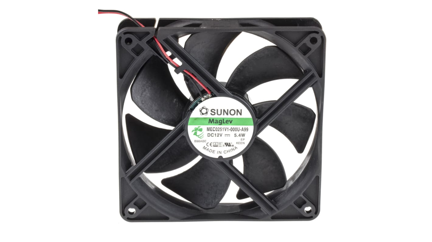 Sunon ME Series Axial Fan, 12 V dc, DC Operation, 183.8m³/h, 5.5W, 451mA Max, 120 x 120 x 25mm