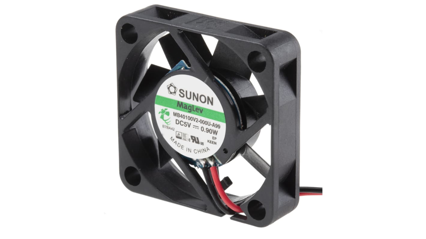 Sunon MB Series Axial Fan, 5 V dc, DC Operation, 7cfm, 900mW, 180mA Max, 40 x 40 x 10mm