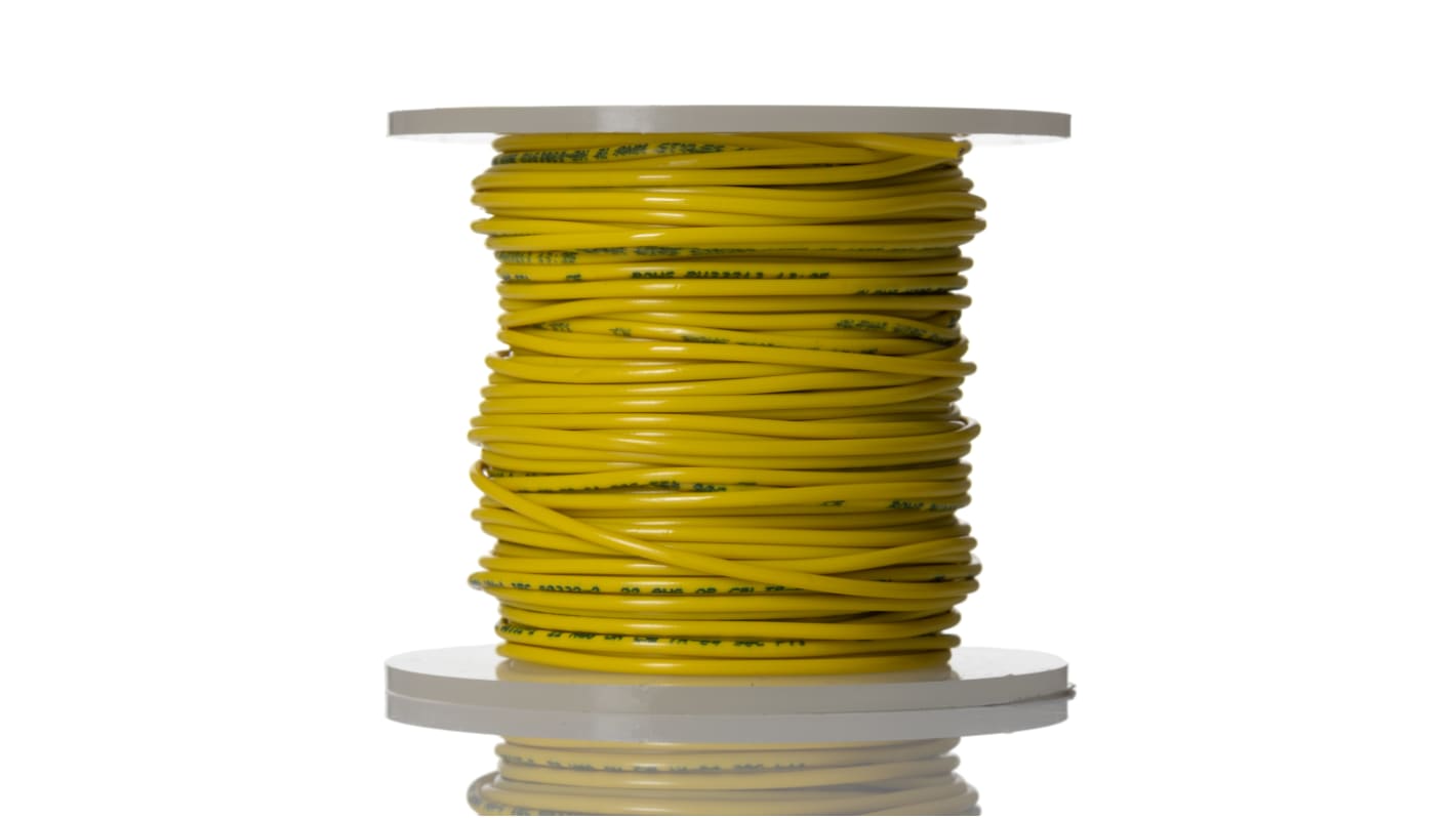 Alpha Wire 黄色恶劣环境电线, 0.35 mm², 30m长, 22 AWG, 300 V, 最高80°C, PVC绝缘, Hook-up Wire PVC系列