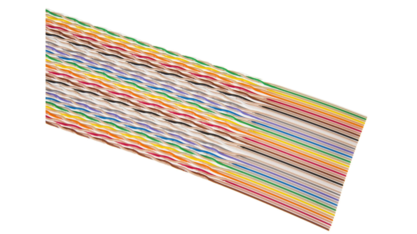 3M 1700 Series Twisted Ribbon Cable, 50-Way, 1.27mm Pitch, 30m Length