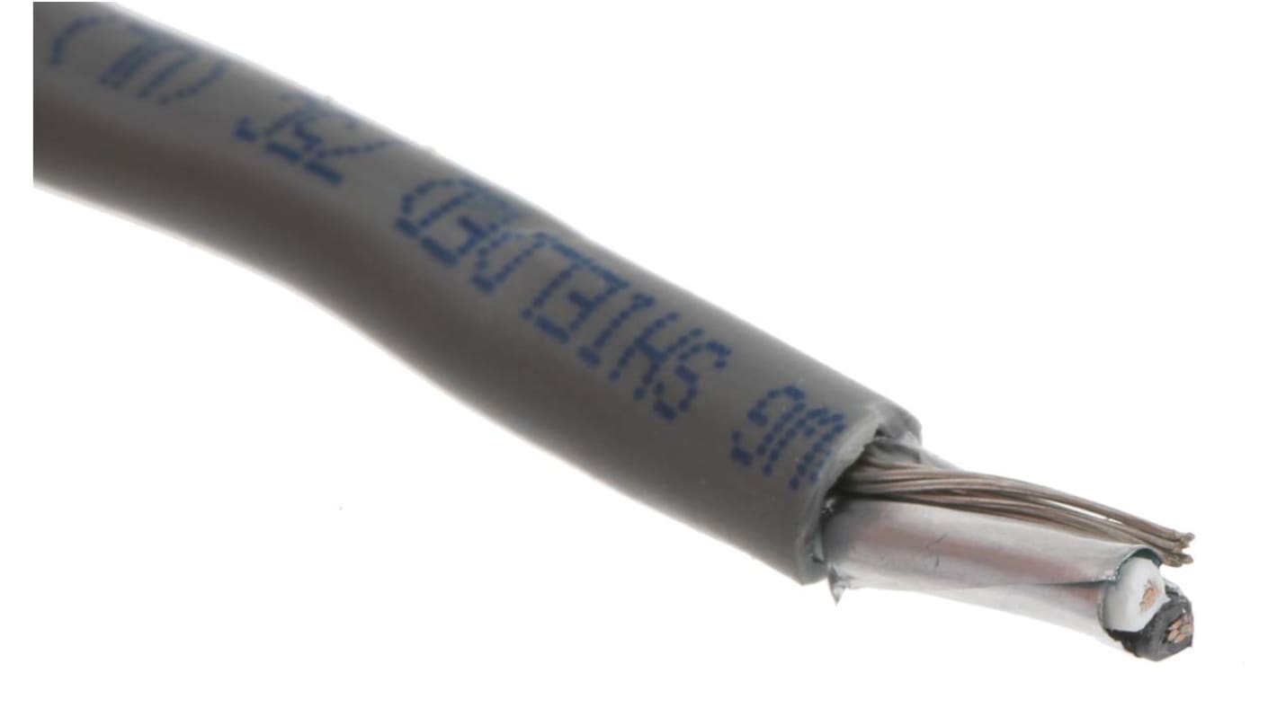 Alpha Wire Alpha Essentials Communication & Control Control Cable, 2 Cores, 0.35 mm², Screened, 30m, Grey PVC Sheath,
