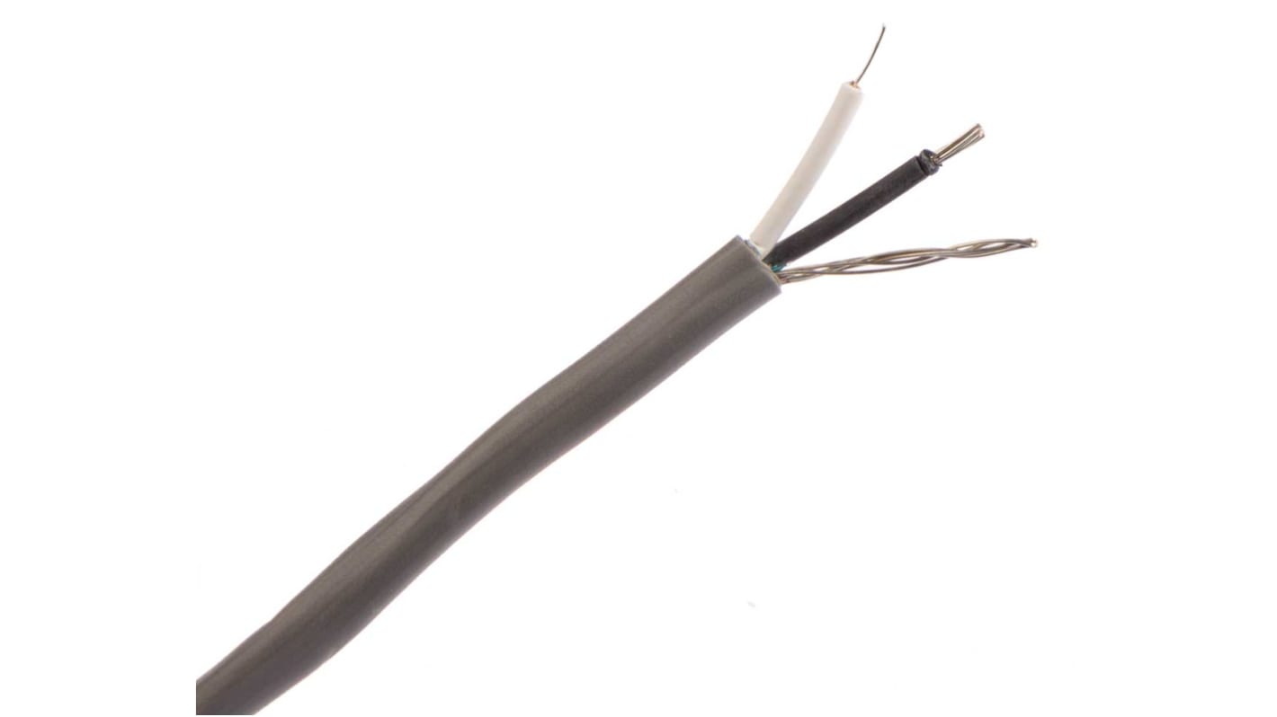 Alpha Wire Alpha Essentials Communication & Control Control Cable, 2 Cores, 0.56 mm², Screened, 30m, Grey PVC Sheath,