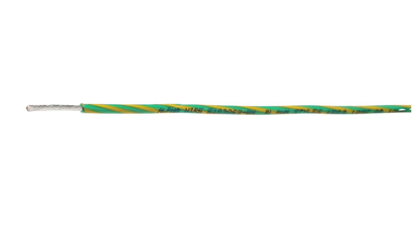 Alpha Wire Hook-up Wire PVC Series Green/Yellow 0.82 mm² Hook Up Wire, 18 AWG, 16/0.25 mm, 30m, PVC Insulation, 3055
