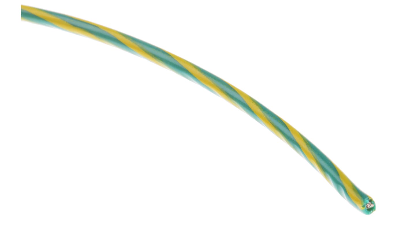 Alpha Wire Einzeladerleitung 0,52 mm², 20 AWG 30m Grün/Gelb PVC isoliert Ø 1.75mm 10/0,25 mm Litzen UL1007