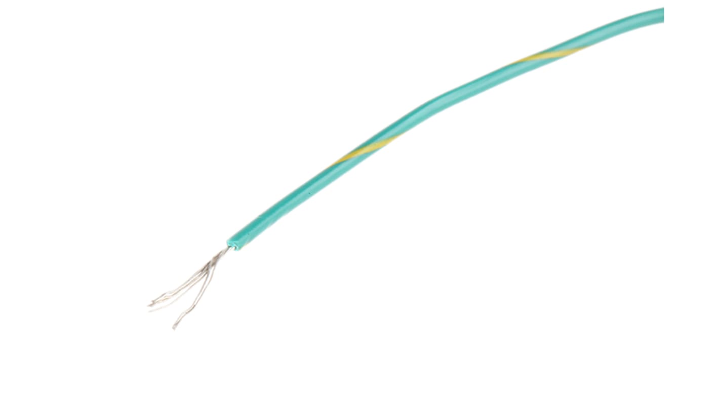 Alpha Wire Hook-up Wire PVC Series Green/Yellow 0.23 mm² Hook Up Wire, 24 AWG, 7/0.20 mm, 30m, PVC Insulation, 3050