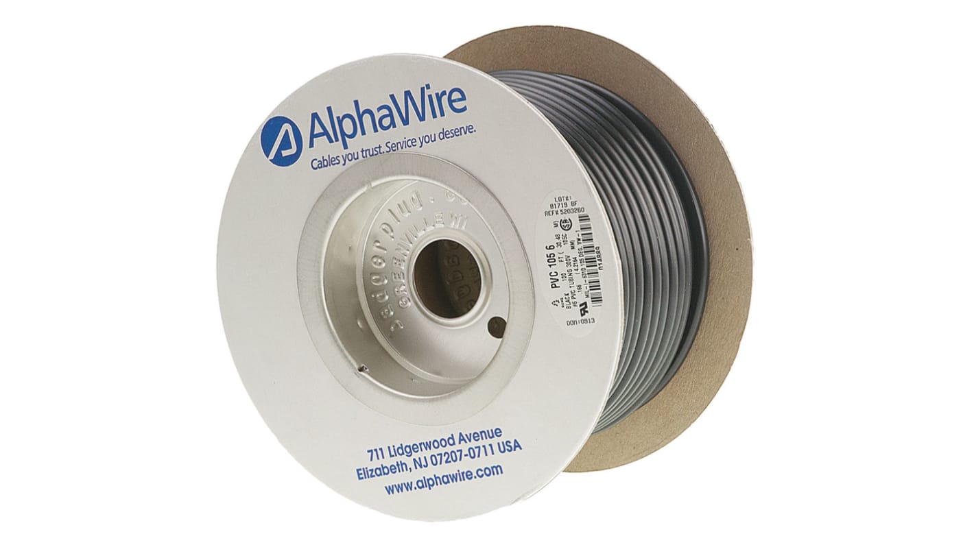 Alpha Wire PVC Black Cable Sleeve, 4.11mm Diameter, 30m Length, FIT Wire Management Series