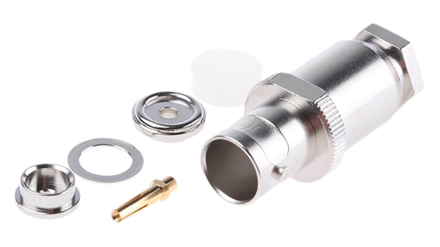Telegartner, Jack Cable Mount BNC Connector, 50Ω, Clamp Termination, Straight Body