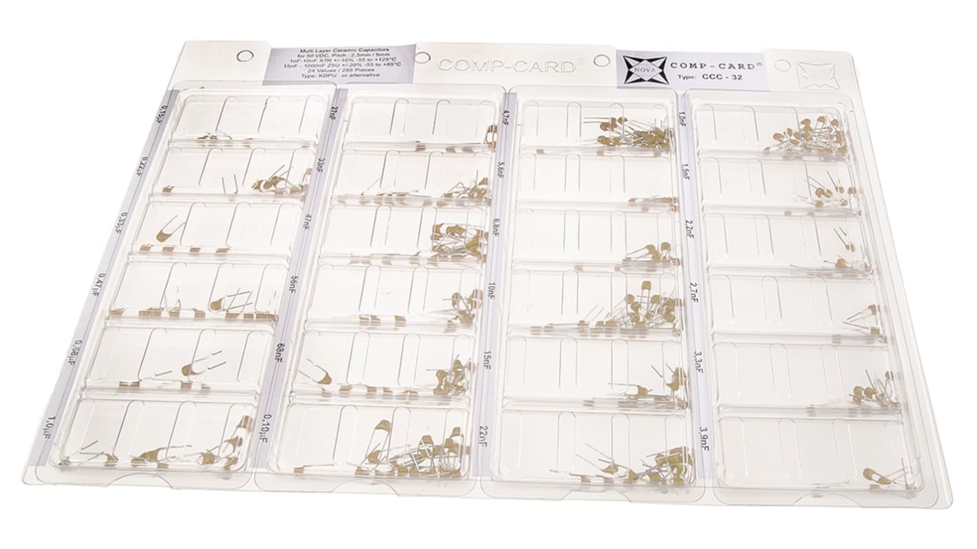 Kit di condensatori Nova CCC-32, Ceramico Su foro, 285 pezzi