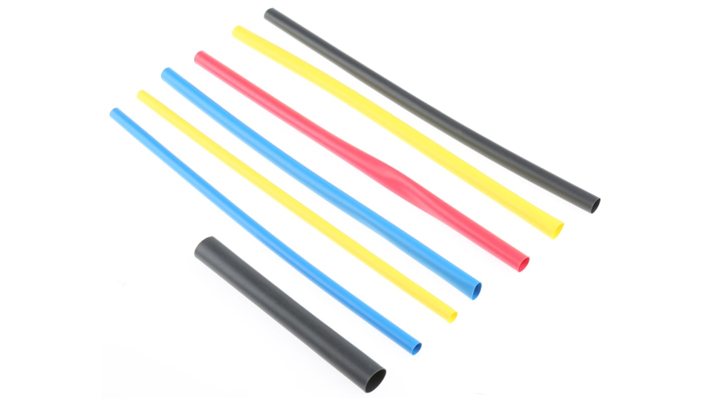 TE Connectivity Heat Shrink Tubing, Black 2.4mm Sleeve Dia. x Set Length 2:1 Ratio, RNF-100 Series