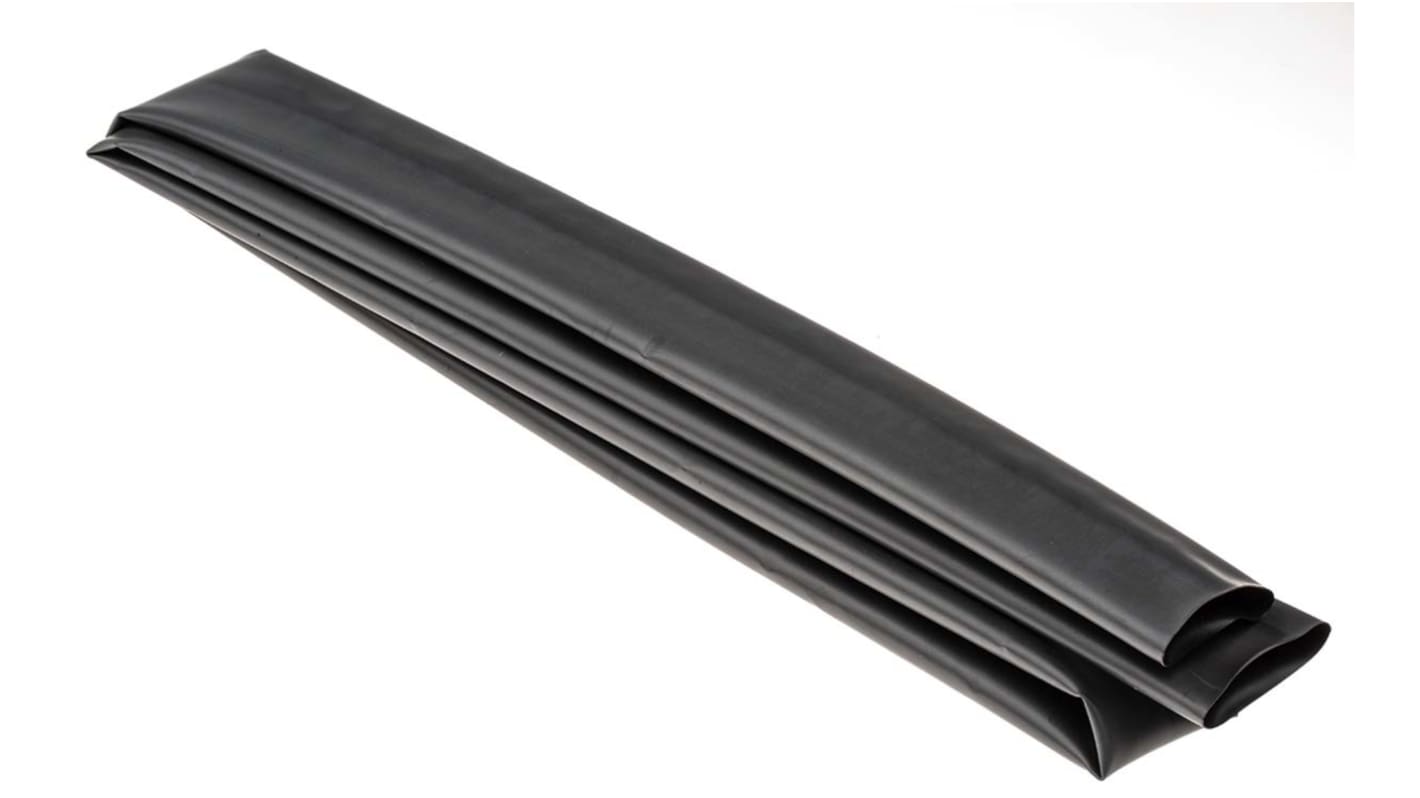 TE Connectivity Heat Shrink Tubing, Black 25.4mm Sleeve Dia. x 1m Length 4:1 Ratio, RP-4800 Series