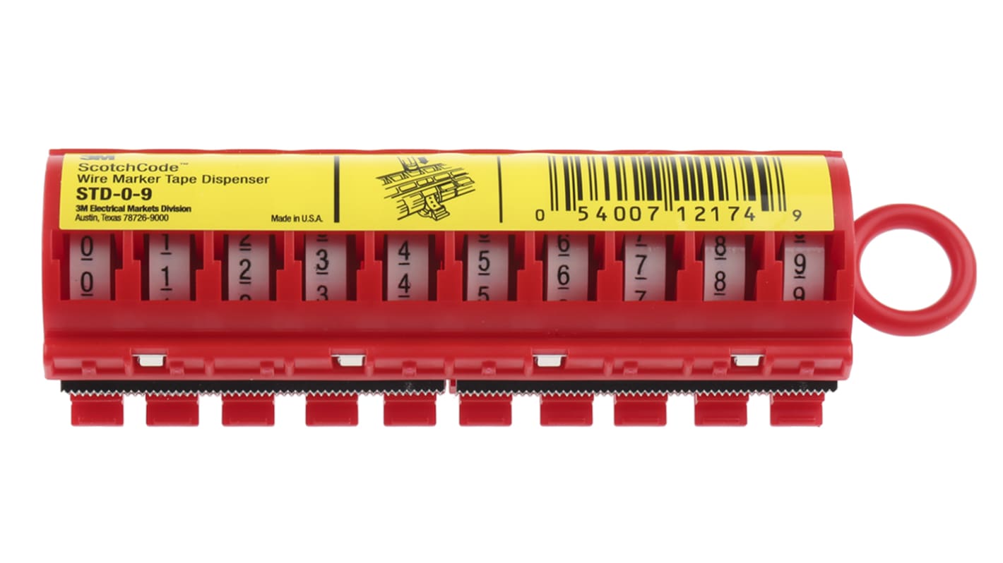 3M ScotchCode™ Adhesive Cable Marker Kit, White, Pre-printed "0 → 9", STD-0-9