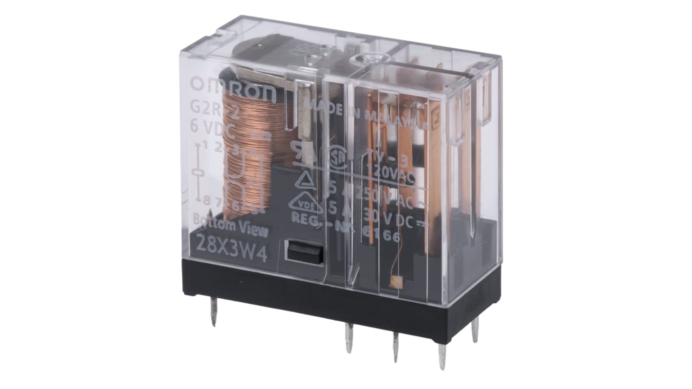 Omron G2R  Monostabiles Relais, Printrelais 2-poliger Wechsler 5A 6V dc Spule