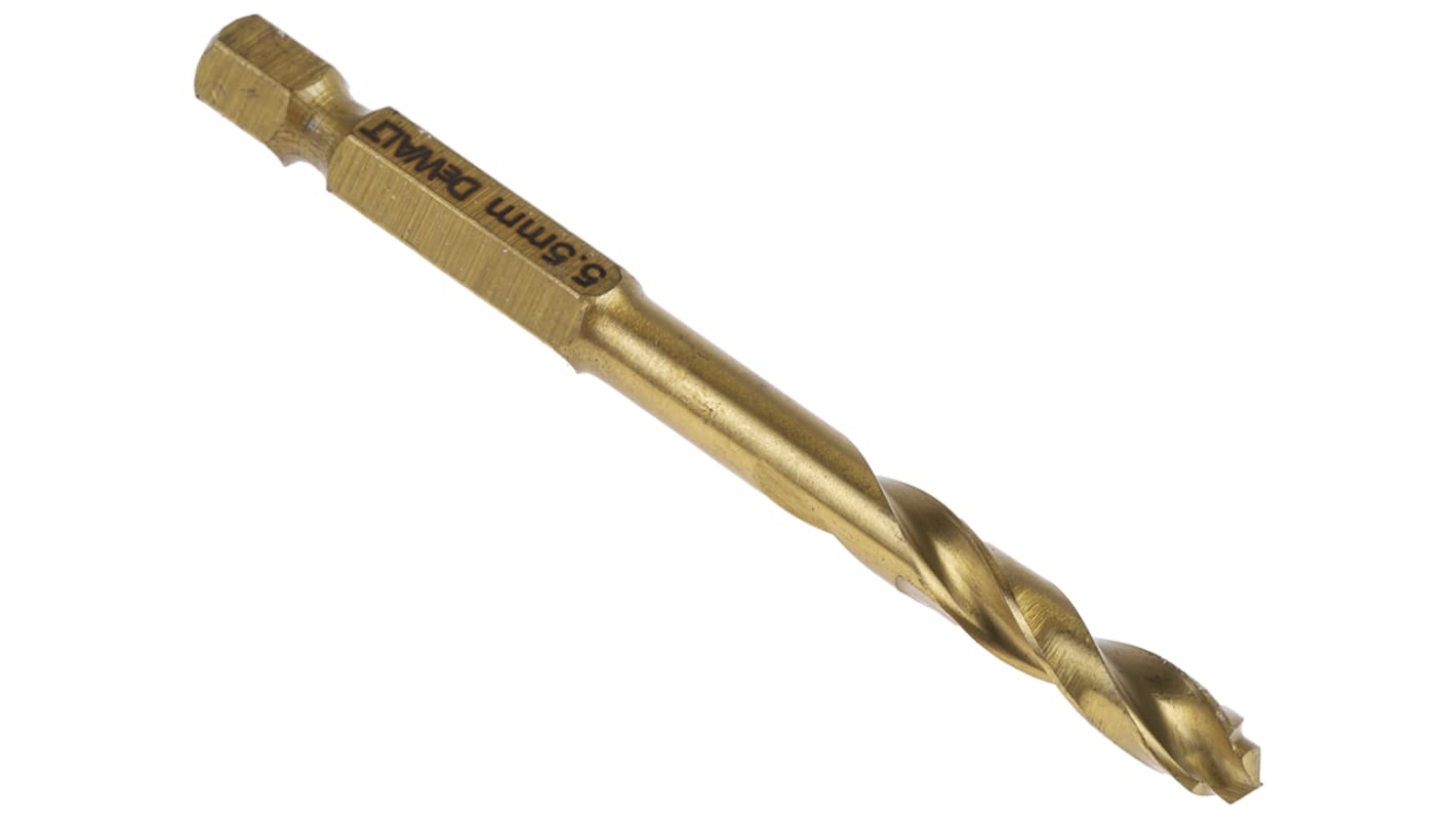 DeWALT DT50 Series Titanium Twist Drill Bit, 5.5mm Diameter, 79 mm Overall