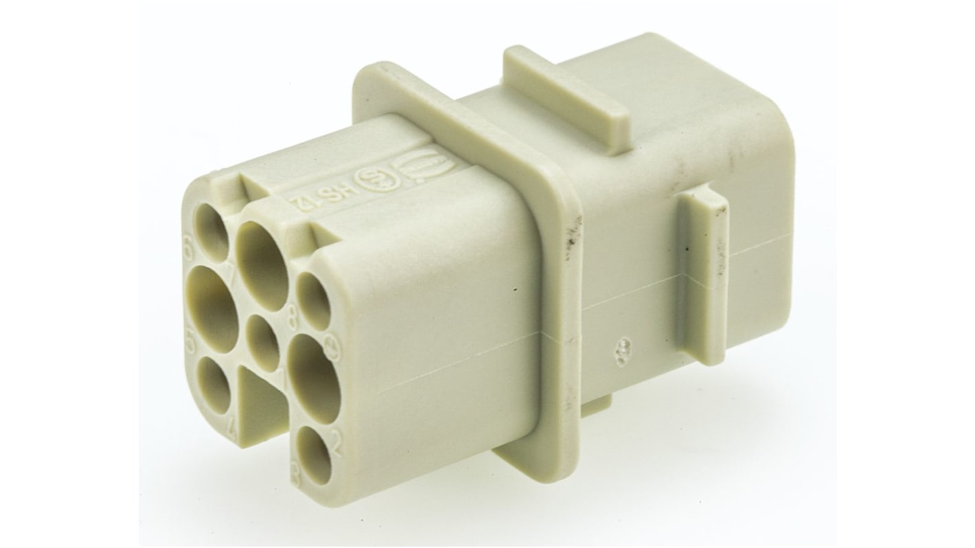 Connecteur d'alimentation, Han D, Femelle, 8 Contacts, sur 3 Rangées 250 V, 10A,