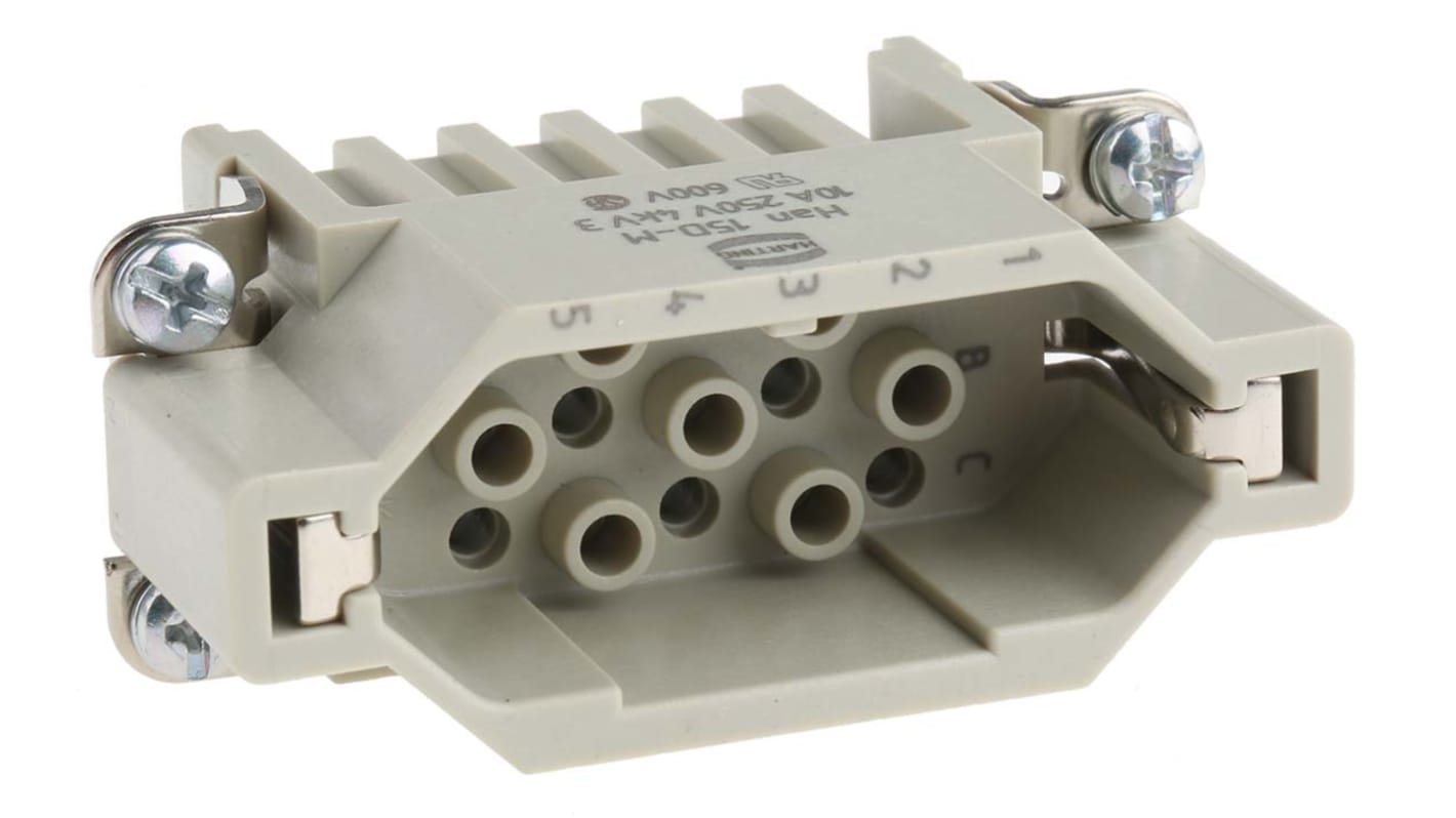 Embout de connecteur HARTING série Han D, 15 contacts , 10A, Mâle
