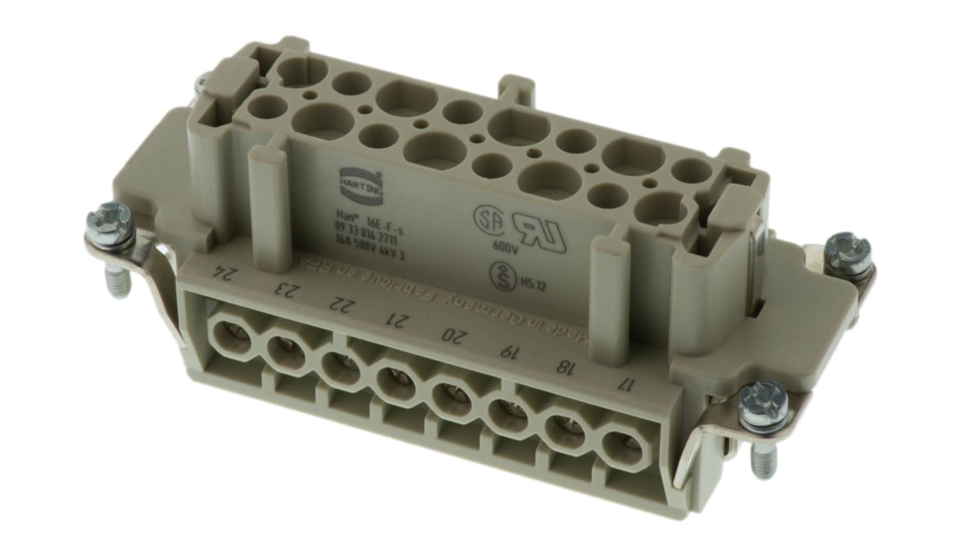 HARTING Heavy Duty Power Connector Insert, 16A, Female, Han E Series, 32 Contacts