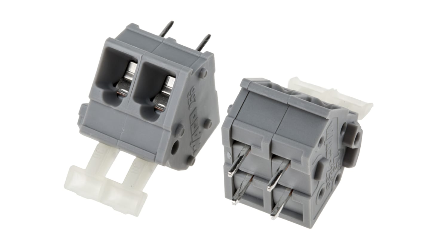 WAGO 256 Series PCB Terminal Block, 2-Contact, 5.08mm Pitch, 1-Row