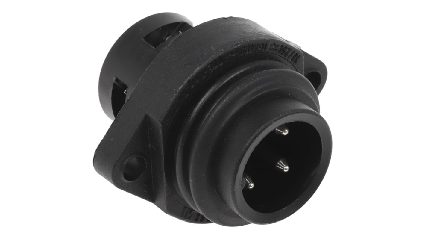 Hirschmann Circular Connector, 3 + PE Contacts, Flange Mount, Plug, Male, IP67, CA Series