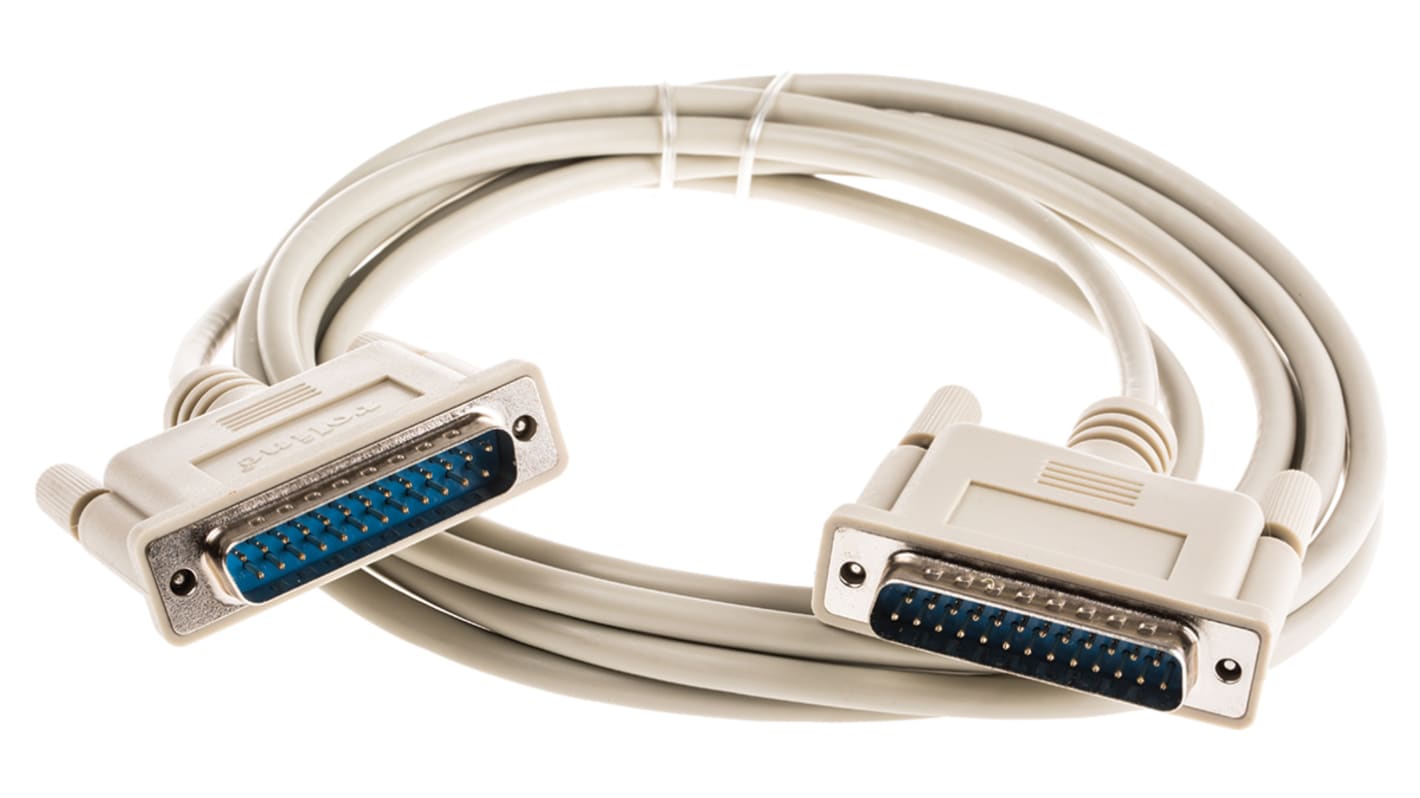 Roline Male 25 Pin D-sub to Male 25 Pin D-sub Serial Cable, 3m