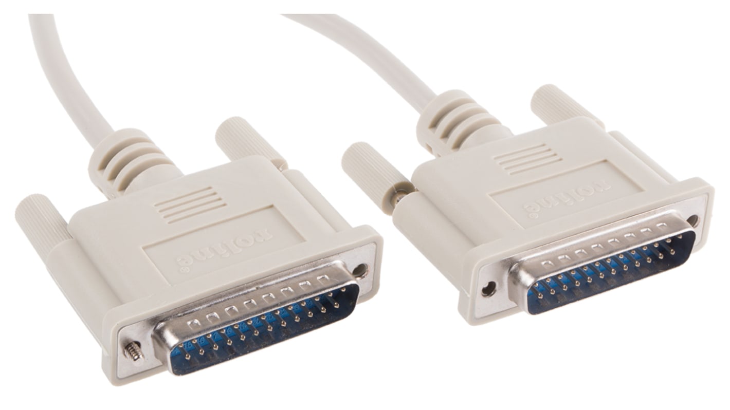 Roline Male 25 Pin D-sub to Male 25 Pin D-sub Serial Cable, 4.5m